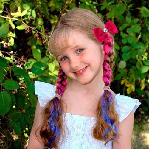 6 Pcs Hair Clips for Girls - 13in Color Hair Extensions Clip for Girls, Curly Clip in Hair Extensions with Cute Unicorn Bow for Toddler Kids Ponytails Accessories - Image 6