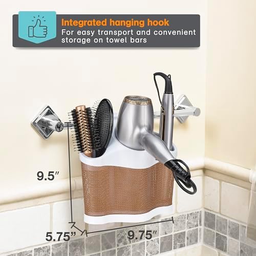 Polder Style Station, Tool Organizer for Hair Dryer, Curling Iron, and Straightener, Easy-to-Store Hair Styling Station, White and Copper - Image 7