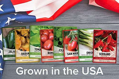 Gardeners Basics, Heirloom Hot Salsa Growing Seed Packets 8 Varieties Habanero, Jalapeno, Serrano Peppers, Roma, San Marzano Tomato, Cilantro, Green Onion, Tomatillo for Garden Non-GMO Heirloom - Image 3