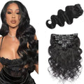 #1B Black Body Wave Clip ins Human Hair Extensions,18 Inch Soft and Real Human Hair 120g/7Pcs,Brazilian Remy Silky Natural Black Clip in Hair Extensions by Unknown