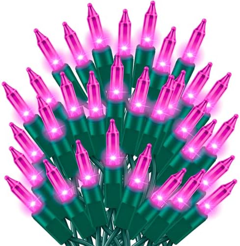 Ultra-Bright Connects End to End Pink Christmas Mini Light 300L 63.8Ft(2Sets-Each 150L)UL Listed Incandescent Bulb String Light for Indoor Outdoor Holiday Garden Party Christmas Tree Decor by TWINGLEHOME