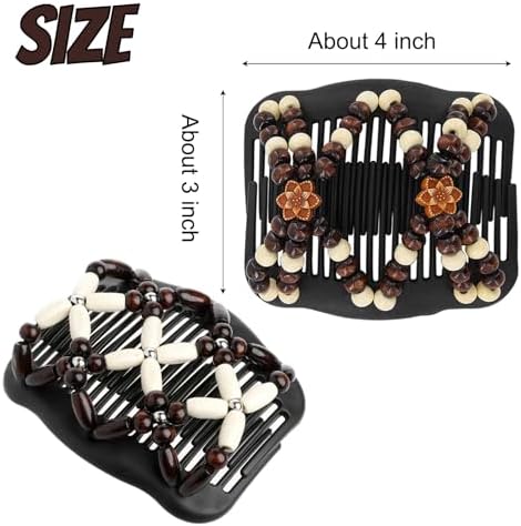 Suptizizkz 5 Pieces Stretchy Magic Hair Comb Adjustable Elastic Comb Hair Clip for Women Girls No Crease Hair Pins Vintage Hair Bun Maker Hair Accessories for Curly Thick Wavy Hair Ponytail, Mixed - Image 2