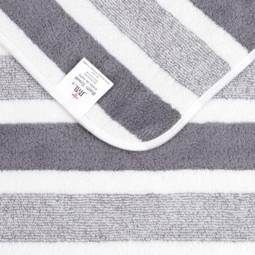 JML Bath Towels, 2 Pack, 27x55 in, Microfiber, Stripe Grey - Image 2