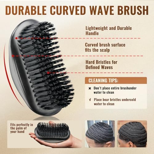 Wave Pomade 360 Greasy Pomade Wave Styler Brush Great for Wolfing, Boar Bristle Beard & Wave Brush for Barbers & Daily Use, Styling Set for Men 360 Easy Wash 360 Wave Training Hair Cream - Image 3