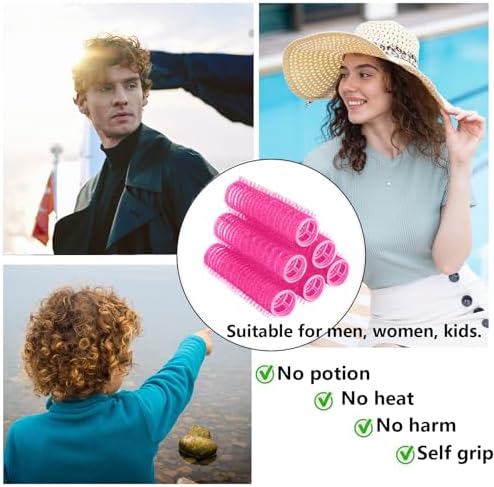 18PCS Self Grip Small Hair Curlers Heatless Roller Hair Curlers Pro Salon Hairdressing Curler DIY Curly Hairstyle Hair Rollers Tools Rat Tail Comb for Women Medium Short Hair(Rose red) - Image 3
