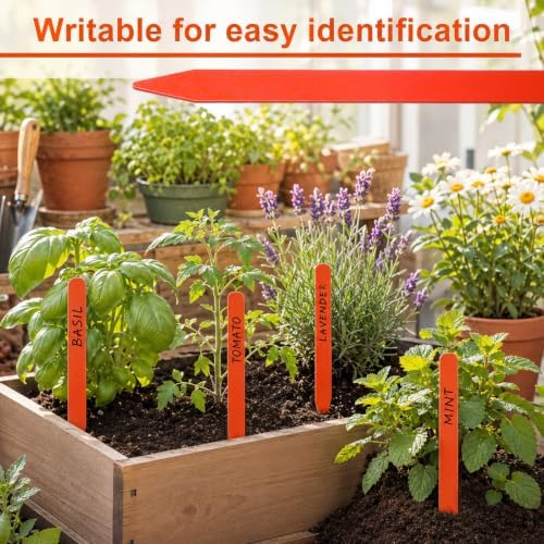 Weysat 300 Pcs 12" Wood Plant Labels for Field or Containers Plant Tags Wood Garden Labels for Seedling Stakes Markers Nursery Seed Tags with Smooth Surface for Pot Herbs Flowers Vegetables (Orange) - Image 4