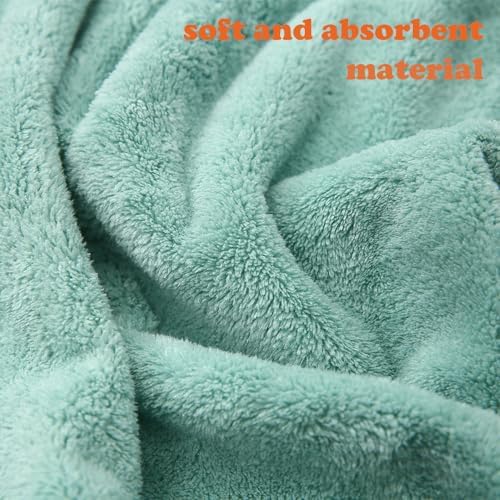 M-bestl 2 Pack Microfiber Hair Towel Wrap,Hair Drying Towel with Button, Hair Towel Turban,Head Towel to Dry Hair Quickly (Green&Green) - Image 3