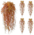 4Pcs Autumn Fake Hanging Fern Plants for Outdoors, UV Resistant Artificial Ferns Fall Vines Faux Trailing Plants for Indoor Wall Porch Home Thanksgiving Halloween Decor(4PCS Orange Ferns) by dallisten