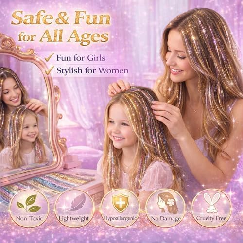 Hair Tinsel Clip in Pack of 18 Pcs Lake Blue Hair Accessories - Image 2