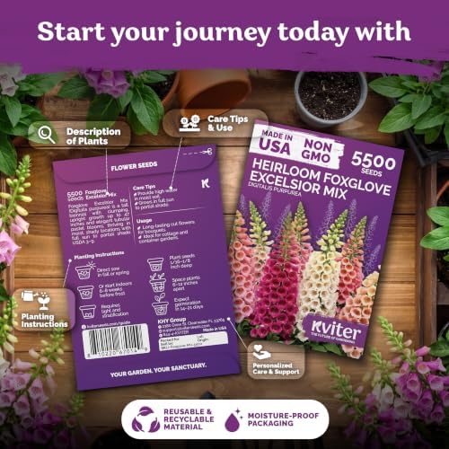 5,500 Foxglove Excelsior Mix Heirloom Flower Seeds, Digitalis Purpurea - Image 2