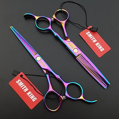 6.0 Inches Professional hair cutting thinning scissors set with razor (Rainbow) - Image 2