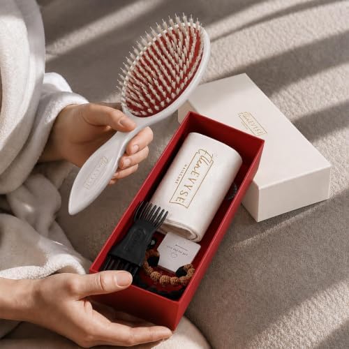 Boar Bristle Hair Brush for Detangling Hair, Smooth Shine & Scalp Massage - Image 6