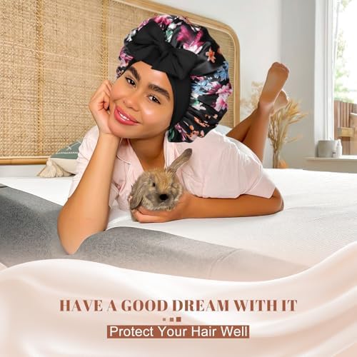 CHLINS Double Layer Satin Bonnet for Sleeping, Hair Bonnet for Curly Hair - Image 6