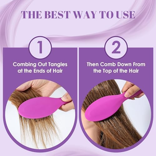 Wig Brush Comb Set, Premium Matte Grip, 2pcs Professional Extension Brush with Ergonomic Travel Size Design for Human and Synthetic Hair - Image 6