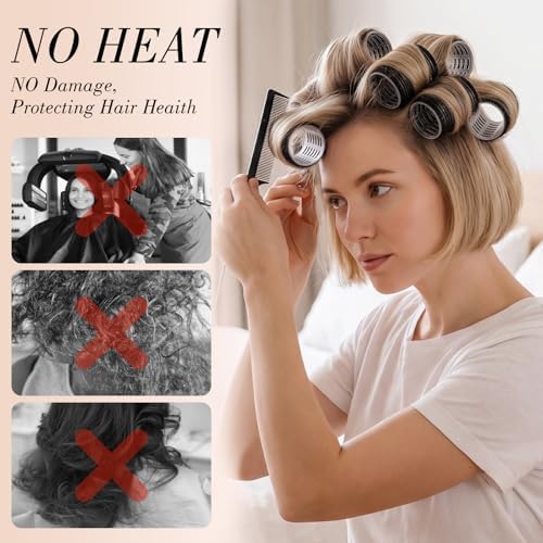 24 Pcs Self-Grip Small Hair Rollers Curlers Set, 25 mm, Black - Image 6