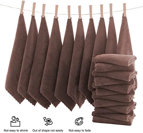 MOONQUEEN Ultra Soft Premium Washcloths Set - 12 x 12 inches - 24 Pack - Quick Drying - Highly Absorbent Coral Velvet Bathroom Wash Clothes - Use as Bath, Spa, Facial, Fingertip Towel (Wood Brown) - Image 3