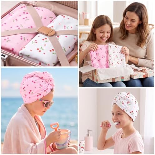 Kids Microfiber Hair Towel Wrap 2Pack Absorbent Hair Drying Turban for Girl - Image 5