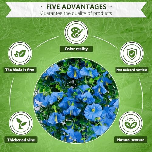 4-Pack Fake Hanging Plants, Faux Hanging Plant Artificial Greenery for Living Room Bedroom Boho Wall Shelf Indoor Outdoor Decor (Blue Morning Glory) - Image 6