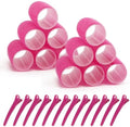 Hair Rollers, 12 Pack Hair Curler Small Hair Rollers for Women, Self Grip Hair Roller with Clips, Rose Red (Medium PLUS) by BESSEEK