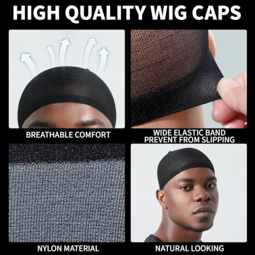 Fandamei 24PCS Black Wig Cap for Men, Hair Nets Stocking Caps, Nylon Wig Caps, Hair Net for Men, Stretchy, Natural, Lightweight Wave Caps for Daily Wear Halloween Cosplay - Image 4