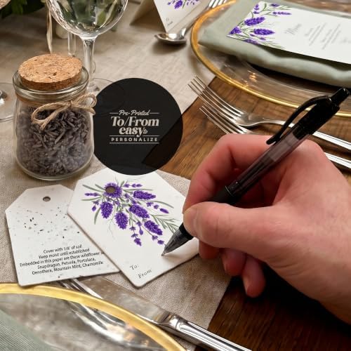 48 Lavender Floral Plantable Seed Paper Gift Tags - Image 3