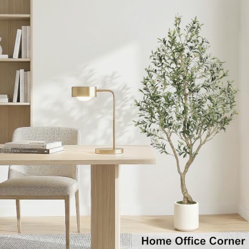 LYERSE Faux Olive Tree 7ft with Sturdy White Planter, Artificial Olive Tree - Image 6