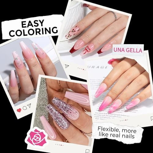 UNA GELLA Long Coffin Nail Tips, 216pcs/12 Sizes Soft Gel Tips - Image 3