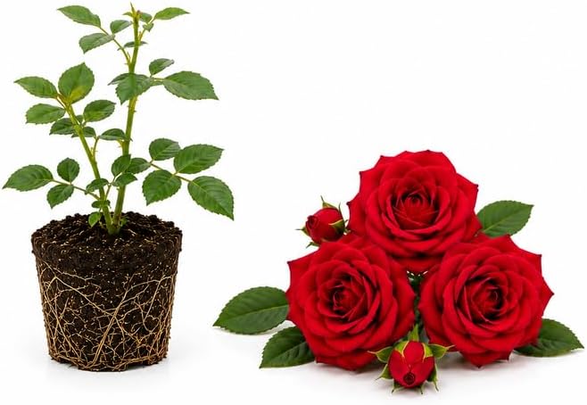 Red Climbing Roses Live Plant - Small Size, Heirloom Climbing Rose Bush, Fragrant High-Yielding Perennial Flowering Vine for Trellis & Fence by GINGERGLOW