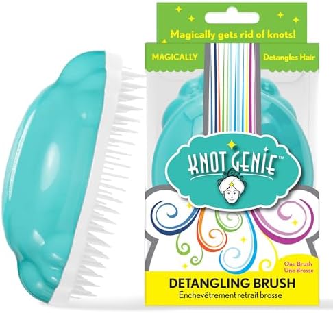 Knot Genie Detangling Hair Brush for Kids (Aquamarine Dream) | Original Full Size | Perfect for Curly Hair, Gently Separate Tangles, Leaves Hair Smooth & Shiny | The Pain Free Knot Detangler by KnotGenieDetanglingBrush