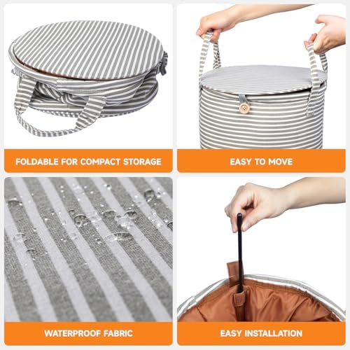 38L Foldable Towel Warmer Bucket,Heated Towel Warmers for Bathroom,Travel & Outdoors, 4 Heat Settings, Auto Shut Off,360° Ring Heating,Waterproof Fabric,Fits Oversized Towels, Robes, Blankets - Image 2