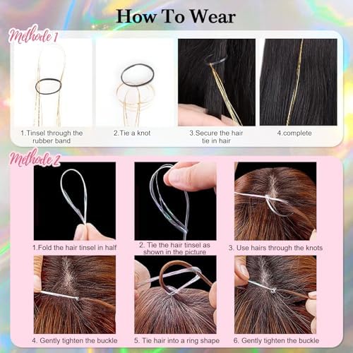 Hair Tinsel 8 Packs 1600 Strands 50 Inch Tinsel Hair Extensions - Image 6