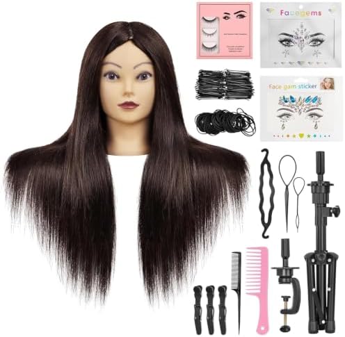 23" Mannequin Head with Hair for Hairdressing Training and Hair Styling by Yekavo