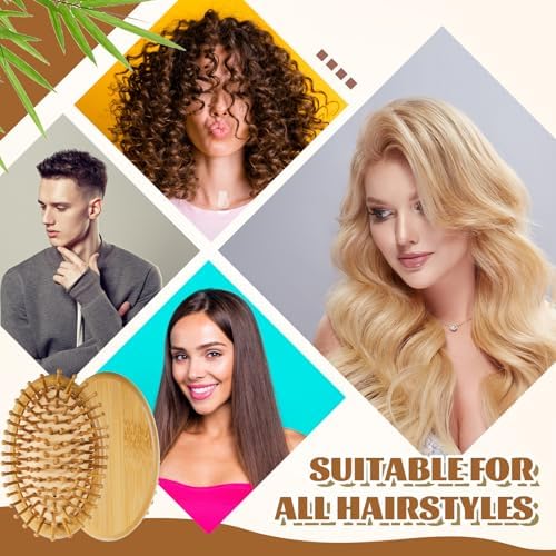 Weysat 12 Pack Bamboo Hair Brush Scalp Massager, Wooden Anti-Static Hairbrush Comb Bulk with Bamboo Bristles, Hair Care Tools for Self Care, Spa Gift Bags, Salon Supplies, Christmas Stocking Stuffer - Image 6