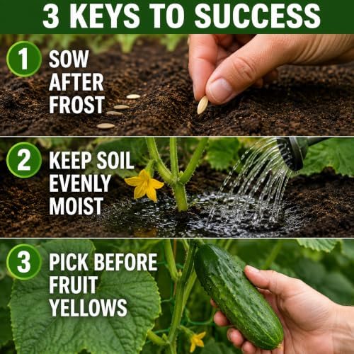 50 Cucumber Seeds for Planting - Heirloom, Straight Eight - Image 5