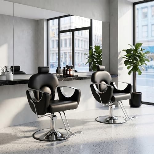 Reclining Salon Chair for Hair Stylist, Heavy Duty Hair Barber Chair - Image 2