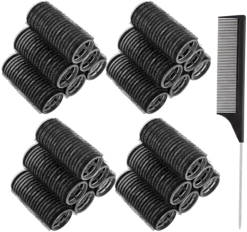 24 Pcs Self-Grip Small Hair Rollers Curlers Set, 25 mm, Black by obeobyhairaccessories