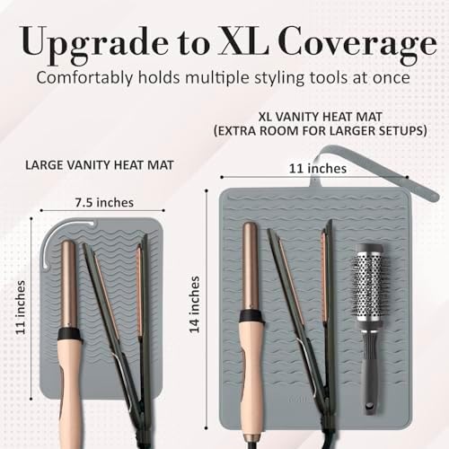 XL Vanity Mat, Heat Resistant Mat for Hair Tools, Vanity Décor, Gray - Image 3
