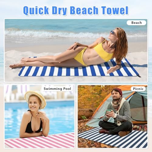 Sfee 2 in 1 Microfiber Oversized Beach Towel, Quick Dry Towel Travel Camping Towel Super Absorbent Compact Lightweight Sports Gym Towels for Beach,Gym, Hiking, Pool, Backpacking, Bath, Yoga - Image 4