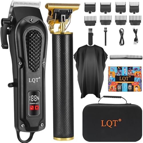 Hair Clippers for Men, Cordless Clipper & T-Blade Trimmer Set with Case by LQT