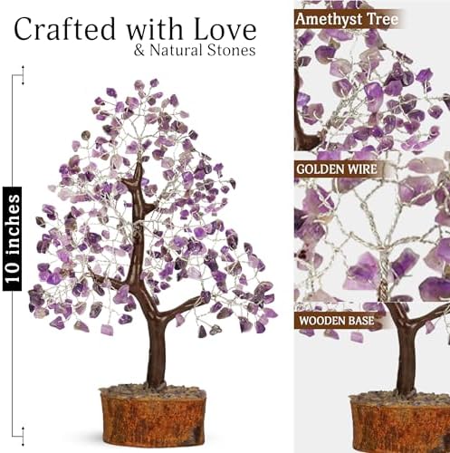 YATSKIA Amethyst Tree of Life Crystal Bonsai, Unique Gifts for Women, Mom & Family, Handmade Gemstone Tree, Boho Room, Shelf & Office Desk Decor, Birthday Gifts - Image 2