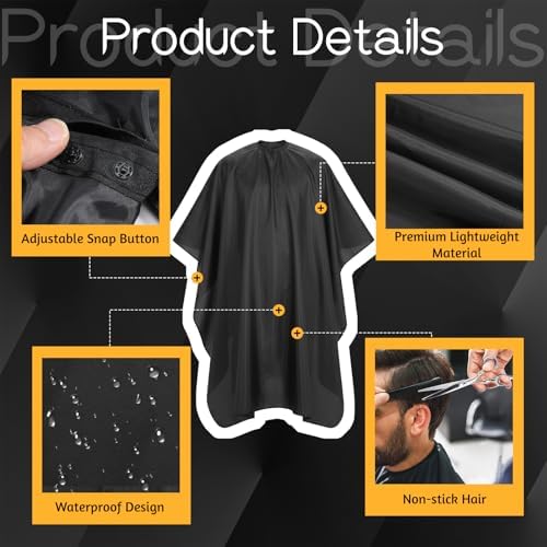 SHENLIU 12 Pcs Black Hair Cape, Large Hair Cutting Salon Cape 59 x 47 Inch - Image 4