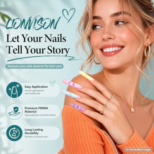 LIONVISON XXL Nail Tips Square: 504PCS Half Cover No C Curve Nail Tips - Image 2