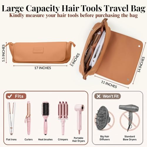 BAREFOOT CARIBOU Hair Tools Travel Bag and Heat Resistant Mat 17" (Brown) - Image 3