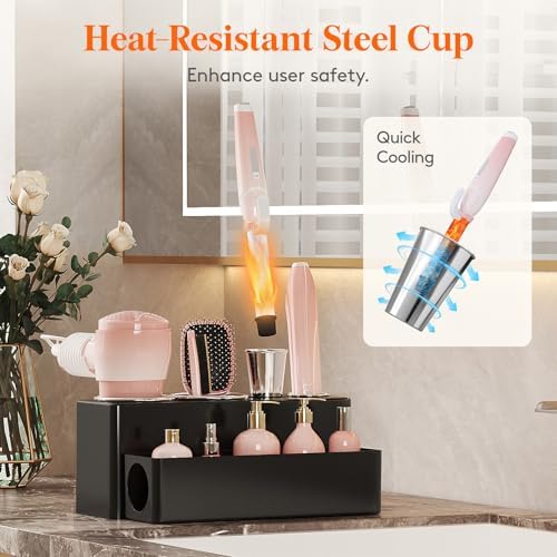 Lifewit Hair Tool Organizer Dryer Holder Countertop with 4 Cups, Black - Image 4