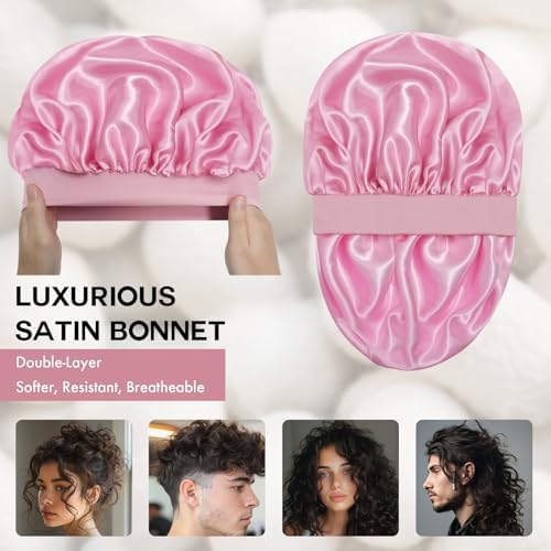 Satin Silk Bonnet for Hair, Double Layer Sleep Cap for Men & Women - Image 2