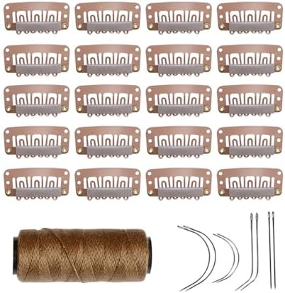 20 Pieces 32mm U Shape Wig Clips Hairpieces Snap Clips, Light Brown by YANTAISIYU