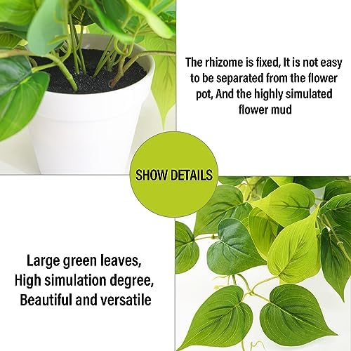 Tiita Artificial Pothos Plant in Pot, 1 Pack for Desk and Shelf Decor - Image 3
