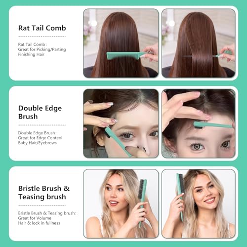 Curl Defining Brush, Curly Hair Brush, Slick Back Hair Brush, For Combing and Shaping Curls in All Hairstyles to Reduce Pulling (Green) - Image 4