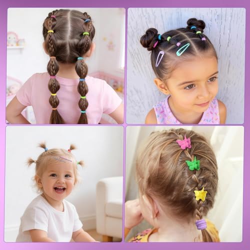 Hair Accessories for Girls,Colorful Elastic Rubber Bands with Hair Clips - Image 2