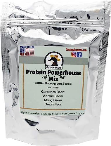 1 Pound Protein Bean Sprout Starter Seeds - 16 Servings per Bag - Organic NON-GMO - Includes Garbanzo, Adzuki, Mung, and Green Pea by FreedomFarms